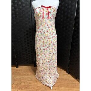 Jessica Simpson Maxi Dress Womens L Floral Strapless Romantic Soft Girl Coquette